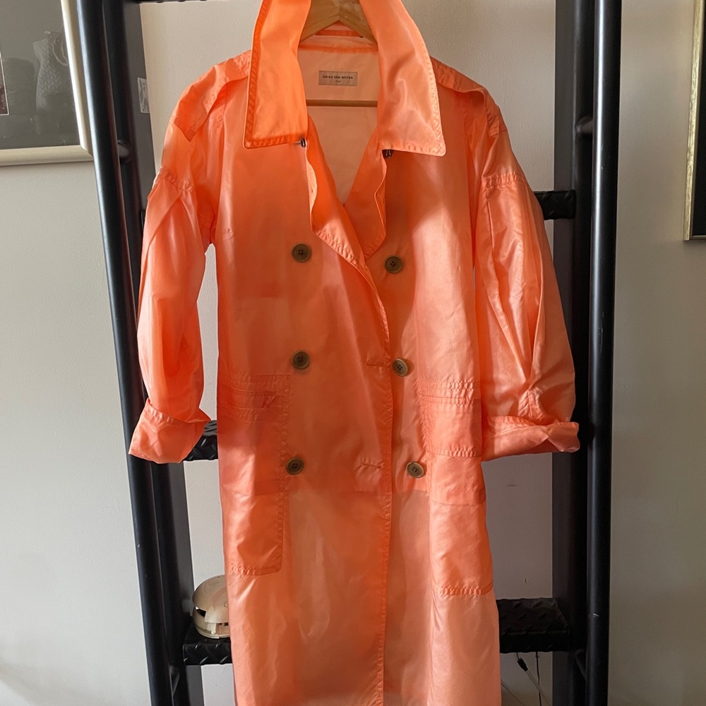Dries Van Noten sheer tangerine trench size small.